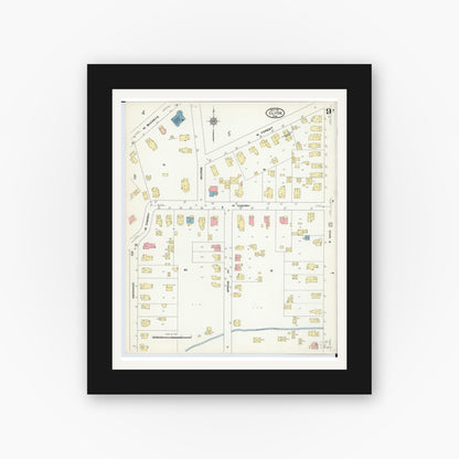 Old map wall art mockup — black gallery frame with white mat — Sanborn Fire Insurance Map from Clyde, Sandusky County, Ohio (1911), Sheet #0009