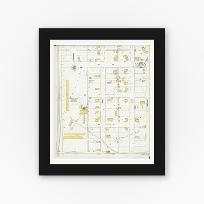 Old map wall art mockup — black gallery frame with white mat — Sanborn Fire Insurance Map from Leipsic, Putnam County, Ohio (1900), Sheet #0005