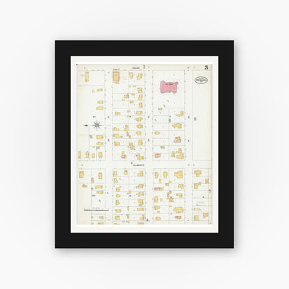 Old map wall art mockup — black gallery frame with white mat — Sanborn Fire Insurance Map from Menasha, Winnebago County, Wisconsin (1900), Sheet #0003