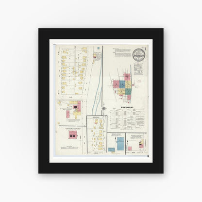 Old map wall art mockup — black gallery frame with white mat — Sanborn Fire Insurance Map from Tipp City, Miami County, Ohio (1911) - Complete Map Set