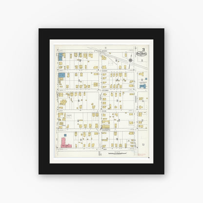 Old map wall art mockup — black gallery frame with white mat — Sanborn Fire Insurance Map from Paulsboro, Gloucester County, New Jersey (1920), Sheet #0003