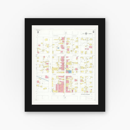 Old map wall art mockup — black gallery frame with white mat — Sanborn Fire Insurance Map from Mascoutah, Saint Clair County, Illinois (1933), Sheet #0002