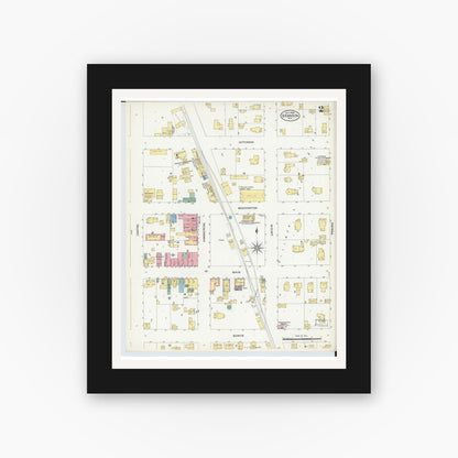 Old map wall art mockup — black gallery frame with white mat — Sanborn Fire Insurance Map from Brandon, Fond du Lac County, Wisconsin (1908), Sheet #0002