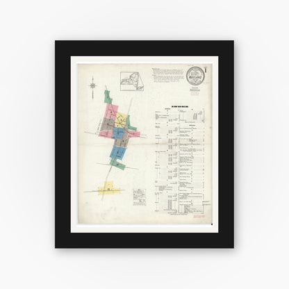 Old map wall art mockup — black gallery frame with white mat — Sanborn Fire Insurance Map from Wayland, Steuben County, New York (1913) - Complete Map Set
