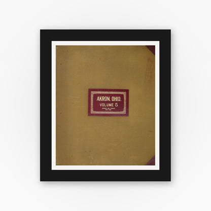 Old map wall art mockup — black gallery frame with white mat — Sanborn Fire Insurance Map from Akron, Summit County, Ohio (1951), Sheet #0001