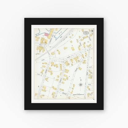 Old map wall art mockup — black gallery frame with white mat — Sanborn Fire Insurance Map from Athol, Worcester County, Massachusetts (1900), Sheet #0005