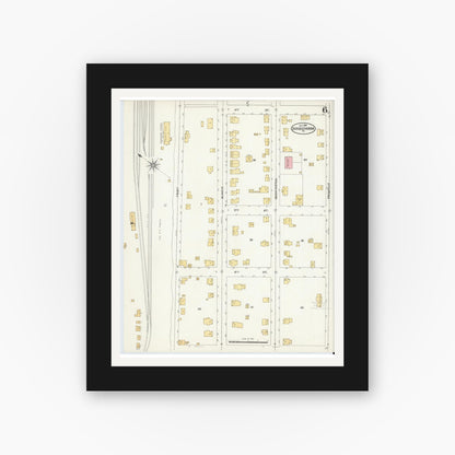 Old map wall art mockup — black gallery frame with white mat — Sanborn Fire Insurance Map from Susquehanna, Susquehanna County, Pennsylvania (1904), Sheet #0006
