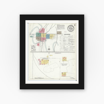 Old map wall art mockup — black gallery frame with white mat — Sanborn Fire Insurance Map from Ottawa, Putnam County, Ohio (1911) - Complete Map Set