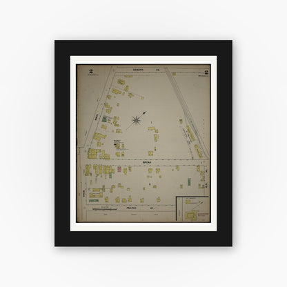Old map wall art mockup — black gallery frame with white mat — Sanborn Fire Insurance Map from New Jersey Coast, New Jersey Coast, New Jersey (1890), Sheet #0002