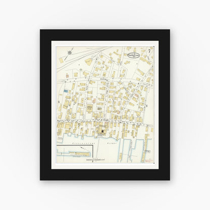 Old map wall art mockup — black gallery frame with white mat — Sanborn Fire Insurance Map from Provincetown, Barnstable County, Massachusetts (1912), Sheet #0007