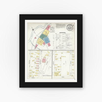 Old map wall art mockup — black gallery frame with white mat — Sanborn Fire Insurance Map from Mohawk, Herkimer County, New York (1910) - Complete Map Set
