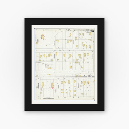 Old map wall art mockup — black gallery frame with white mat — Sanborn Fire Insurance Map from Red Wing, Goodhue County, Minnesota (1902), Sheet #0010