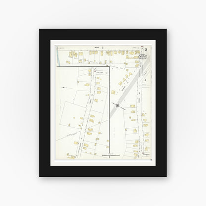 Old map wall art mockup — black gallery frame with white mat — Sanborn Fire Insurance Map from Winton, Lackawanna County, Pennsylvania (1912), Sheet #0002