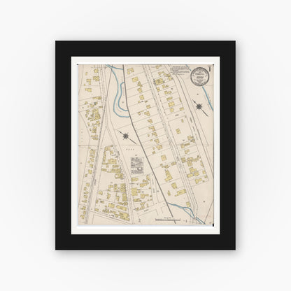 Old map wall art mockup — black gallery frame with white mat — Sanborn Fire Insurance Map from Kapaa, Kauai County, Hawaii (1921) - Complete Map Set