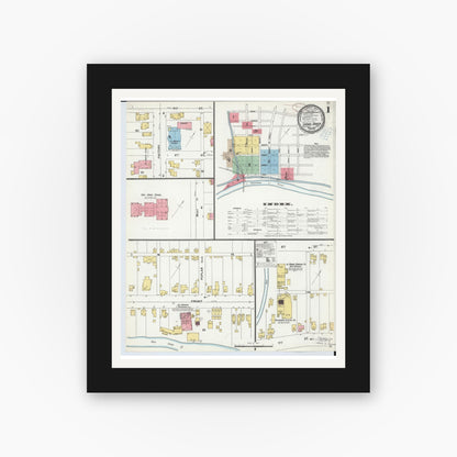 Old map wall art mockup — black gallery frame with white mat — Sanborn Fire Insurance Map from Canal Dover, Tuscarawas County, Ohio (1899) - Complete Map Set