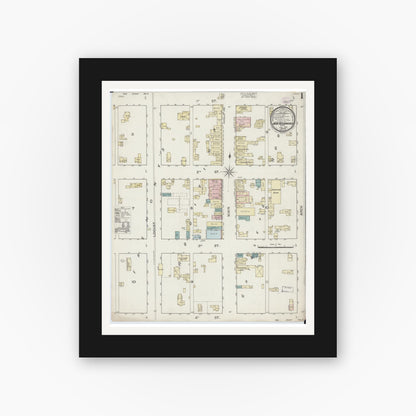 Old map wall art mockup — black gallery frame with white mat — Sanborn Fire Insurance Map from New Richmond, St. Croix County, Wisconsin (1887) - Complete Map Set