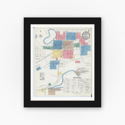 Old map wall art mockup — black gallery frame with white mat — Sanborn Fire Insurance Map from Ishpeming, Marquette County, Michigan (1892) - Complete Map Set