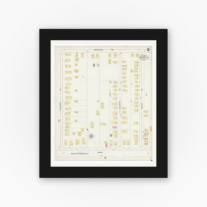 Old map wall art mockup — black gallery frame with white mat — Sanborn Fire Insurance Map from Batavia, Genesee County, New York (1901) - Complete Map Set