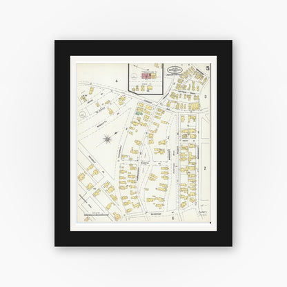 Old map wall art mockup — black gallery frame with white mat — Sanborn Fire Insurance Map from Cottage City, Dukes County, Massachusetts (1898), Sheet #0005