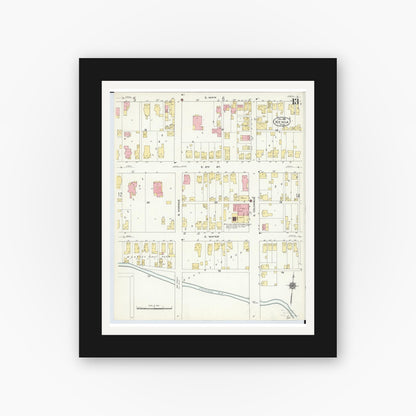 Old map wall art mockup — black gallery frame with white mat — Sanborn Fire Insurance Map from Xenia, Greene County, Ohio (1910), Sheet #0013