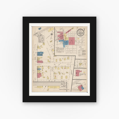 Old map wall art mockup — black gallery frame with white mat — Sanborn Fire Insurance Map from Lawton, Van Buren County, Michigan (1922) - Complete Map Set