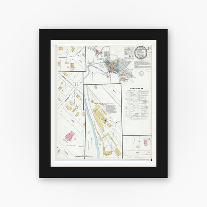 Old map wall art mockup — black gallery frame with white mat — Sanborn Fire Insurance Map from Midland, Midland County, Michigan (1899) - Complete Map Set