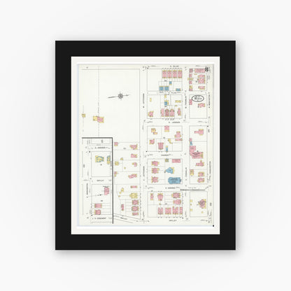Old map wall art mockup — black gallery frame with white mat — Sanborn Fire Insurance Map from Media, Delaware County, Pennsylvania (1912), Sheet #0008