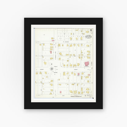 Old map wall art mockup — black gallery frame with white mat — Sanborn Fire Insurance Map from Fostoria, Seneca, Hancock, And Wood Counties, Ohio (1908), Sheet #0003