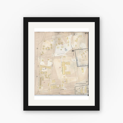 Old map wall art mockup — black gallery frame with white mat — Sanborn Fire Insurance Map from Hilo, Hawaii County, Hawaii (1957), Sheet #0025