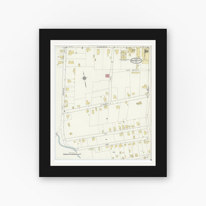 Old map wall art mockup — black gallery frame with white mat — Sanborn Fire Insurance Map from Bedford, Independent Cities, Virginia (1913), Sheet #0010