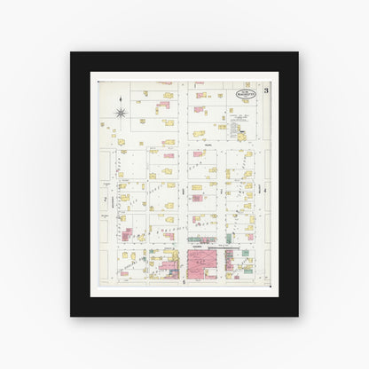 Old map wall art mockup — black gallery frame with white mat — Sanborn Fire Insurance Map from Winchester, Scott County, Illinois (1906), Sheet #0003