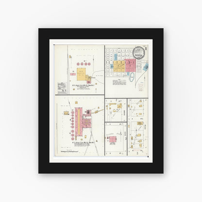 Old map wall art mockup — black gallery frame with white mat — Sanborn Fire Insurance Map from Deepwater, Henry County, Missouri (1900) - Complete Map Set