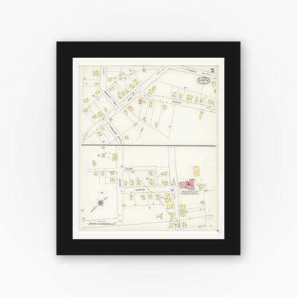 Old map wall art mockup — black gallery frame with white mat — Sanborn Fire Insurance Map from Newton, Sussex County, New Jersey (1911), Sheet #0002
