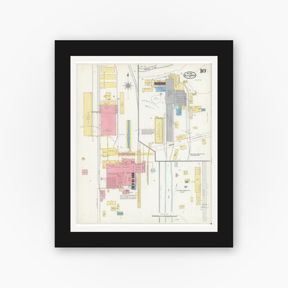 Old map wall art mockup — black gallery frame with white mat — Sanborn Fire Insurance Map from Alliance, Northampton County, Pennsylvania (1904), Sheet #0010