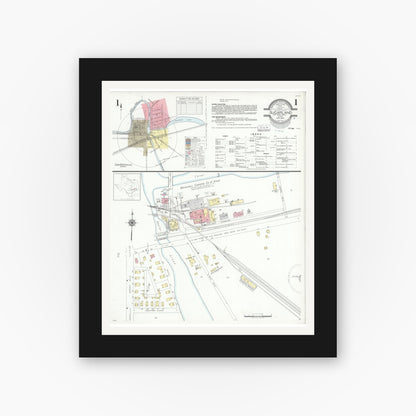 Old map wall art mockup — black gallery frame with white mat — Sanborn Fire Insurance Map from Sugarland, Fort Bend County, Texas (1940) - Complete Map Set
