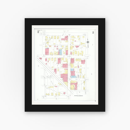 Old map wall art mockup — black gallery frame with white mat — Sanborn Fire Insurance Map from Byesville, Guernsey County, Ohio (1948), Sheet #0002