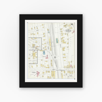 Old map wall art mockup — black gallery frame with white mat — Sanborn Fire Insurance Map from Painesville, Lake County, Ohio (1904), Sheet #0010