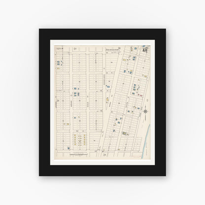 Old map wall art mockup — black gallery frame with white mat — Sanborn Fire Insurance Map from Miami Beach, Dade County, Florida (1921), Sheet #0004