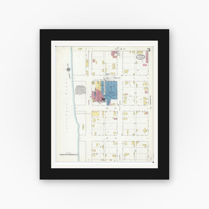Old map wall art mockup — black gallery frame with white mat — Sanborn Fire Insurance Map from Lacon, Marshall County, Illinois (1913), Sheet #0003
