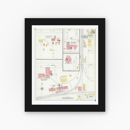 Old map wall art mockup — black gallery frame with white mat — Sanborn Fire Insurance Map from Upper Sandusky, Wyandot County, Ohio (1902), Sheet #0008