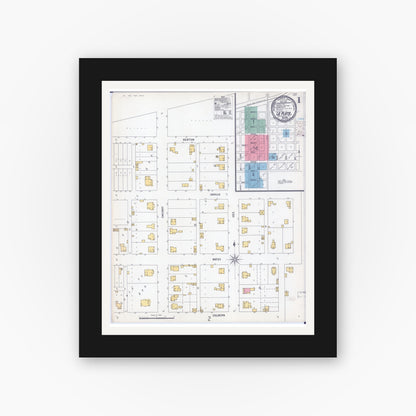 Old map wall art mockup — black gallery frame with white mat — Sanborn Fire Insurance Map from La Plata, Macon County, Missouri (1900) - Complete Map Set