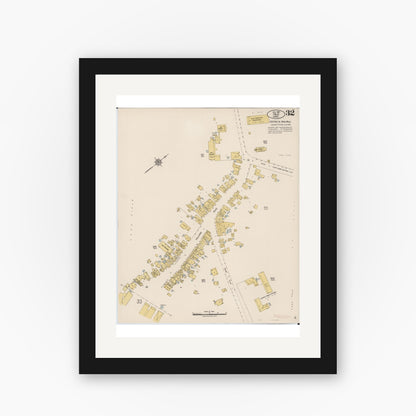 Old map wall art mockup — black gallery frame with white mat — Sanborn Fire Insurance Map from Hilo, Hawaii County, Hawaii (1921), Sheet #0032