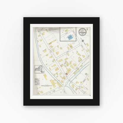 Old map wall art mockup — black gallery frame with white mat — Sanborn Fire Insurance Map from Jeffersonville, Sullivan County, New York (1918) - Complete Map Set
