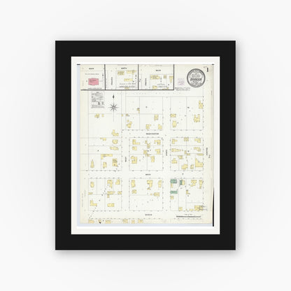 Old map wall art mockup — black gallery frame with white mat — Sanborn Fire Insurance Map from Brandon, Fond du Lac County, Wisconsin (1908) - Complete Map Set
