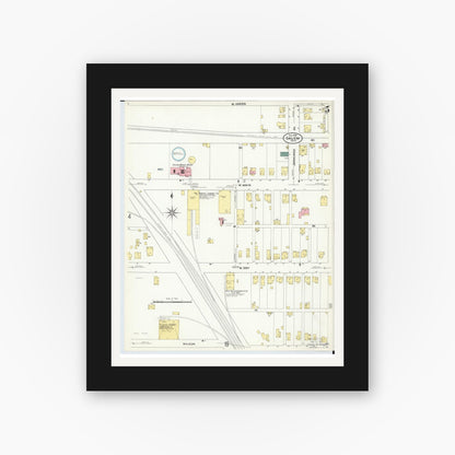 Old map wall art mockup — black gallery frame with white mat — Sanborn Fire Insurance Map from Salem, Columbiana County, Ohio (1909), Sheet #0005