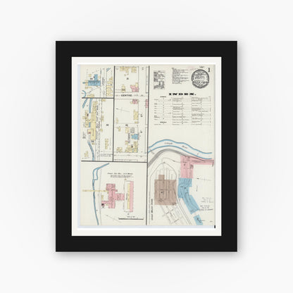 Old map wall art mockup — black gallery frame with white mat — Sanborn Fire Insurance Map from Mauch Chunk, Carbon County, Pennsylvania (1891), Sheet #0001