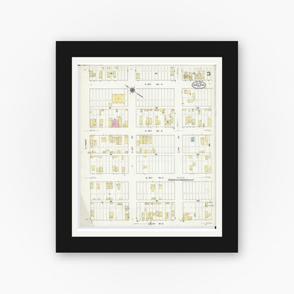 Old map wall art mockup — black gallery frame with white mat — Sanborn Fire Insurance Map from Ashland, Ashland County, Wisconsin (1909), Sheet #0003