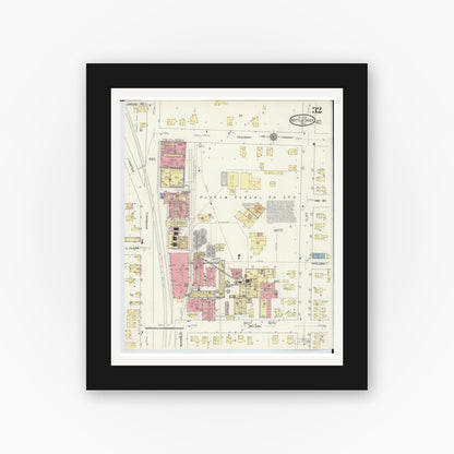 Old map wall art mockup — black gallery frame with white mat — Sanborn Fire Insurance Map from Battle Creek, Calhoun County, Michigan (1913), Sheet #0032