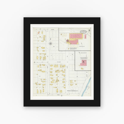 Old map wall art mockup — black gallery frame with white mat — Sanborn Fire Insurance Map from Manitowoc, Manitowoc County, Wisconsin (1906), Sheet #0005