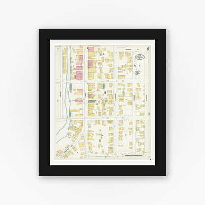 Old map wall art mockup — black gallery frame with white mat — Sanborn Fire Insurance Map from Carbondale, Lackawanna County, Pennsylvania (1903), Sheet #0006